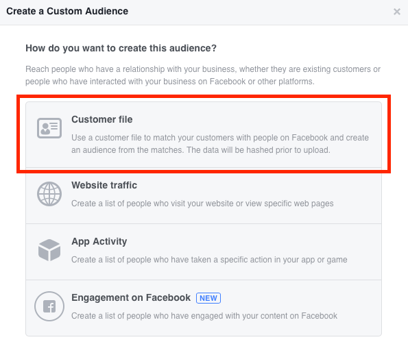 creating a custom audience in facebook