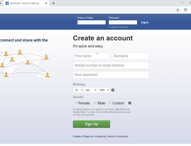 Facebook Login Page