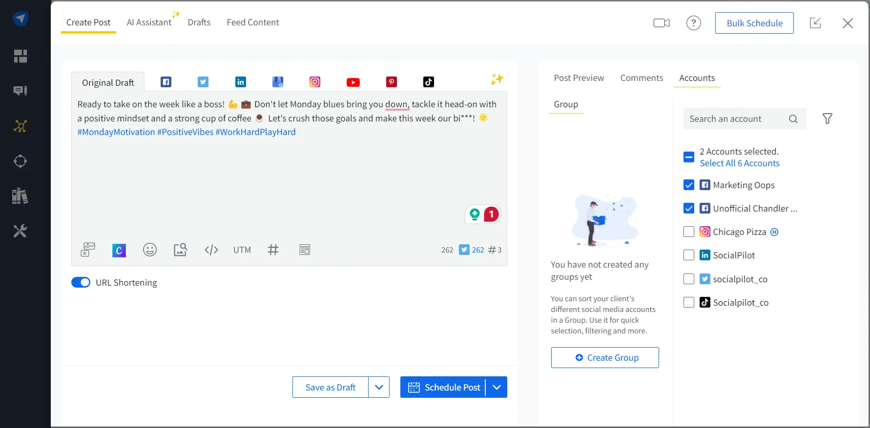 Selecting Account & Scheduling Post