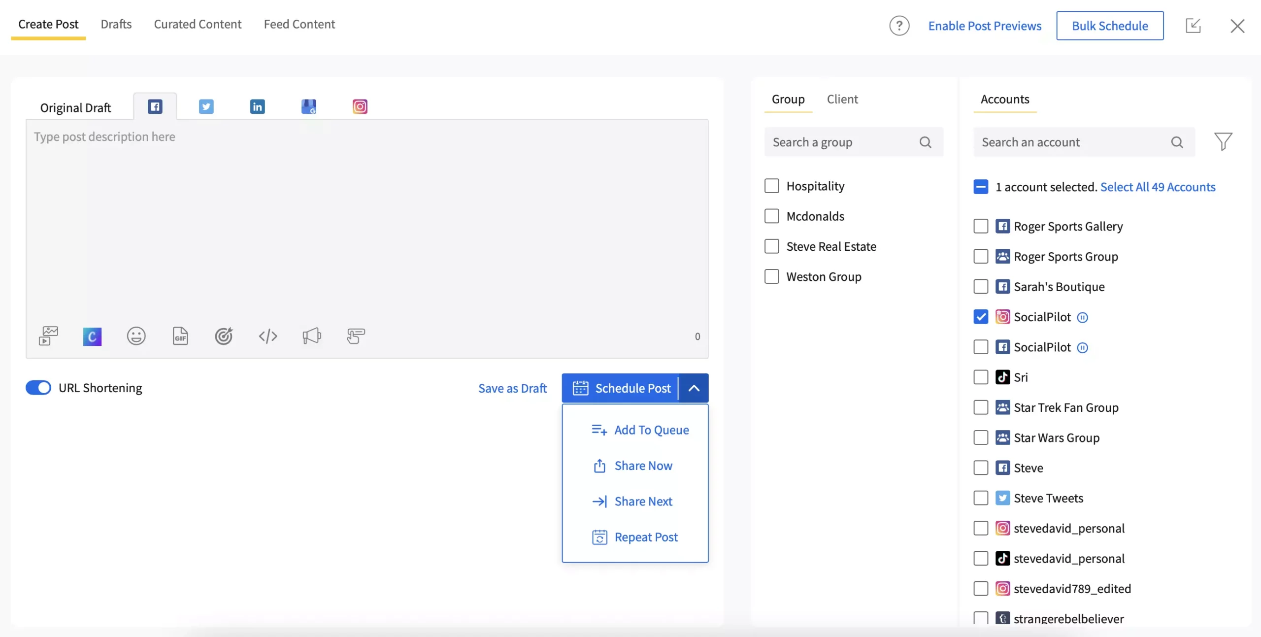 Social Media Scheduling Tool