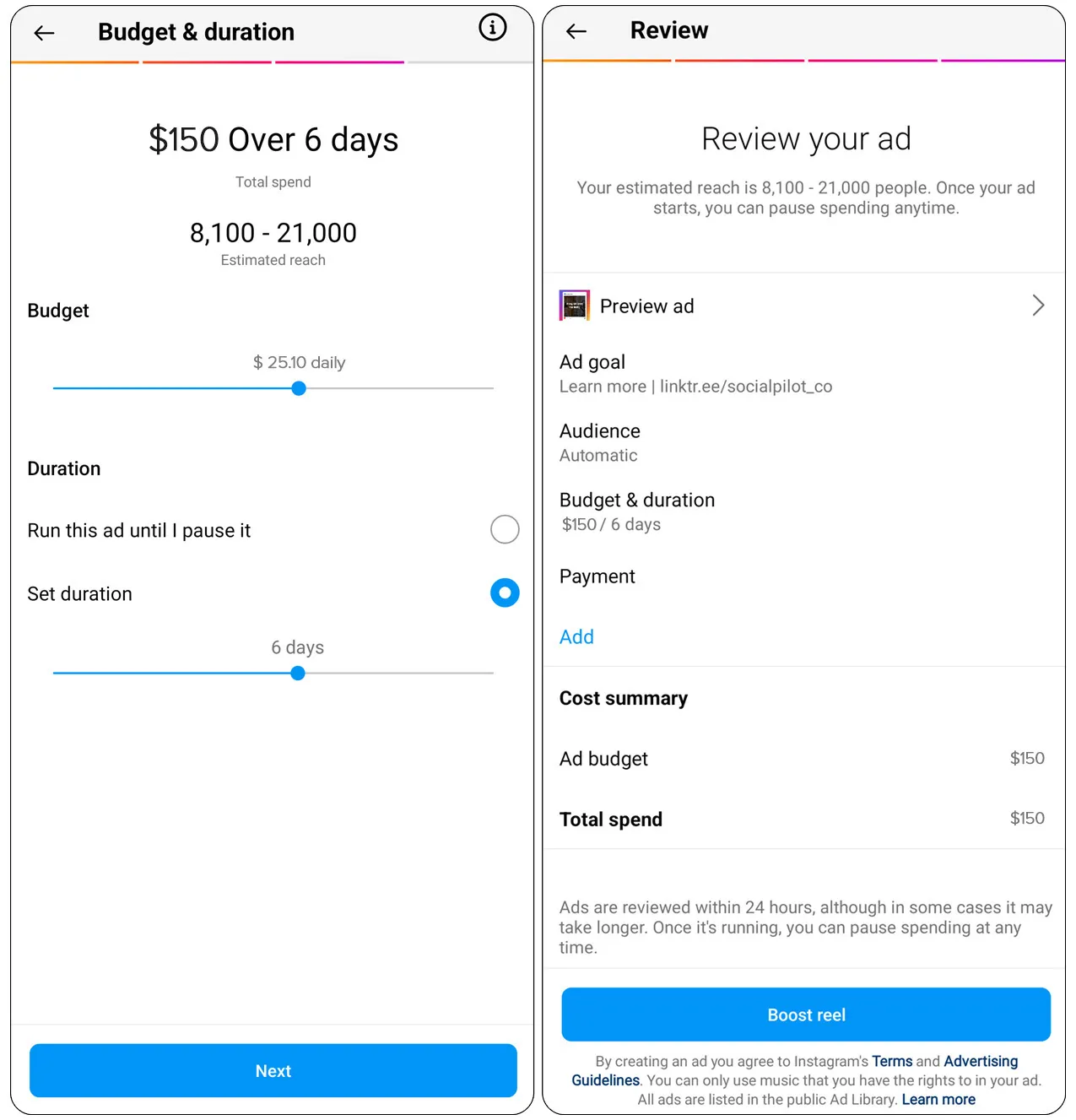 budget and duration