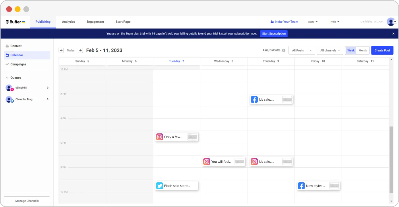 Buffer publishing dashboard