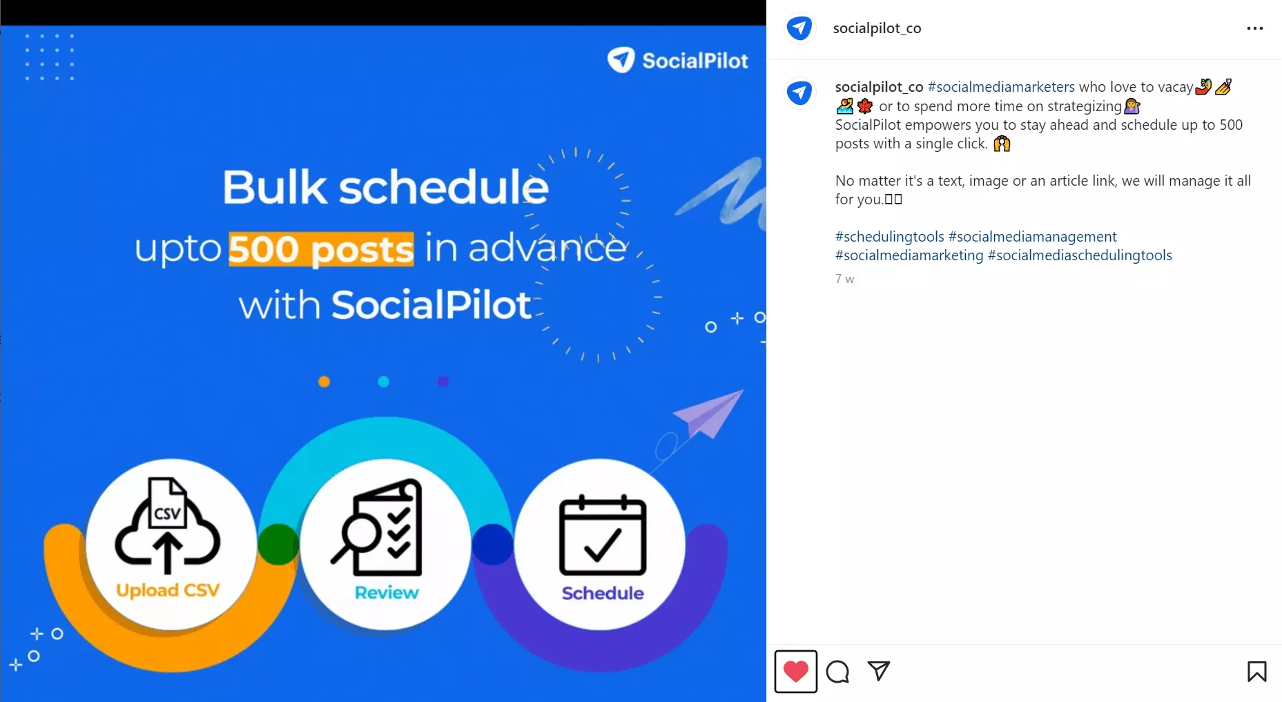 Bulk schedule with socialpilot