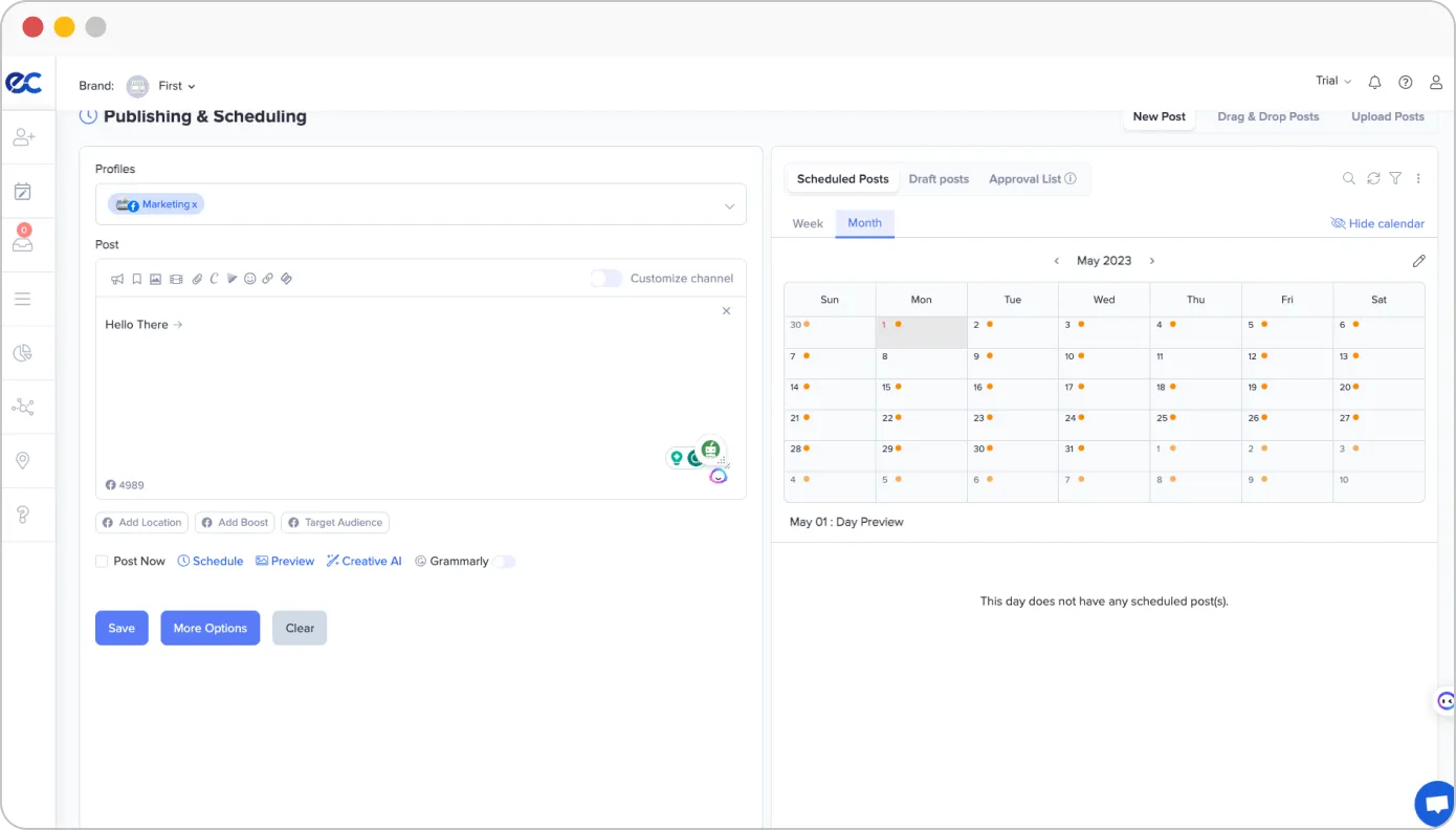 eclincher social media scheduling dashboard