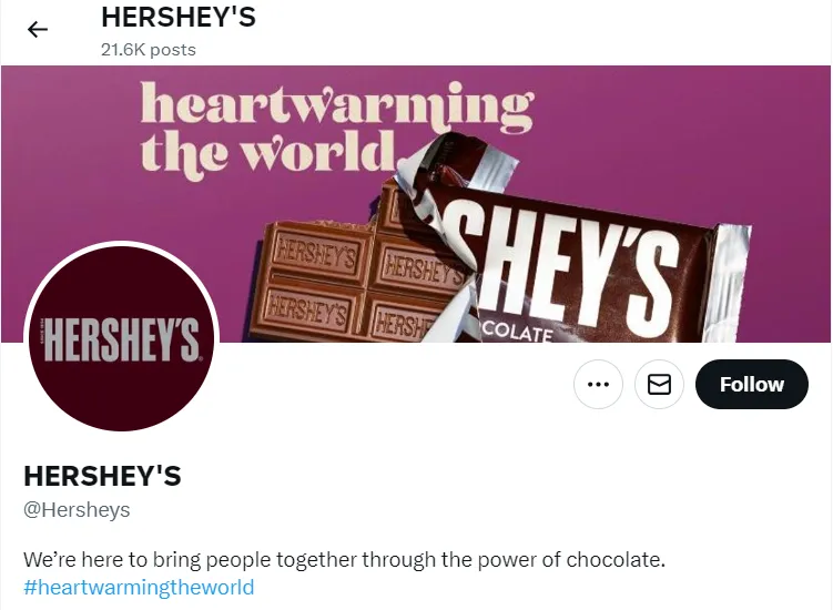 Hershey’s Twitter profile