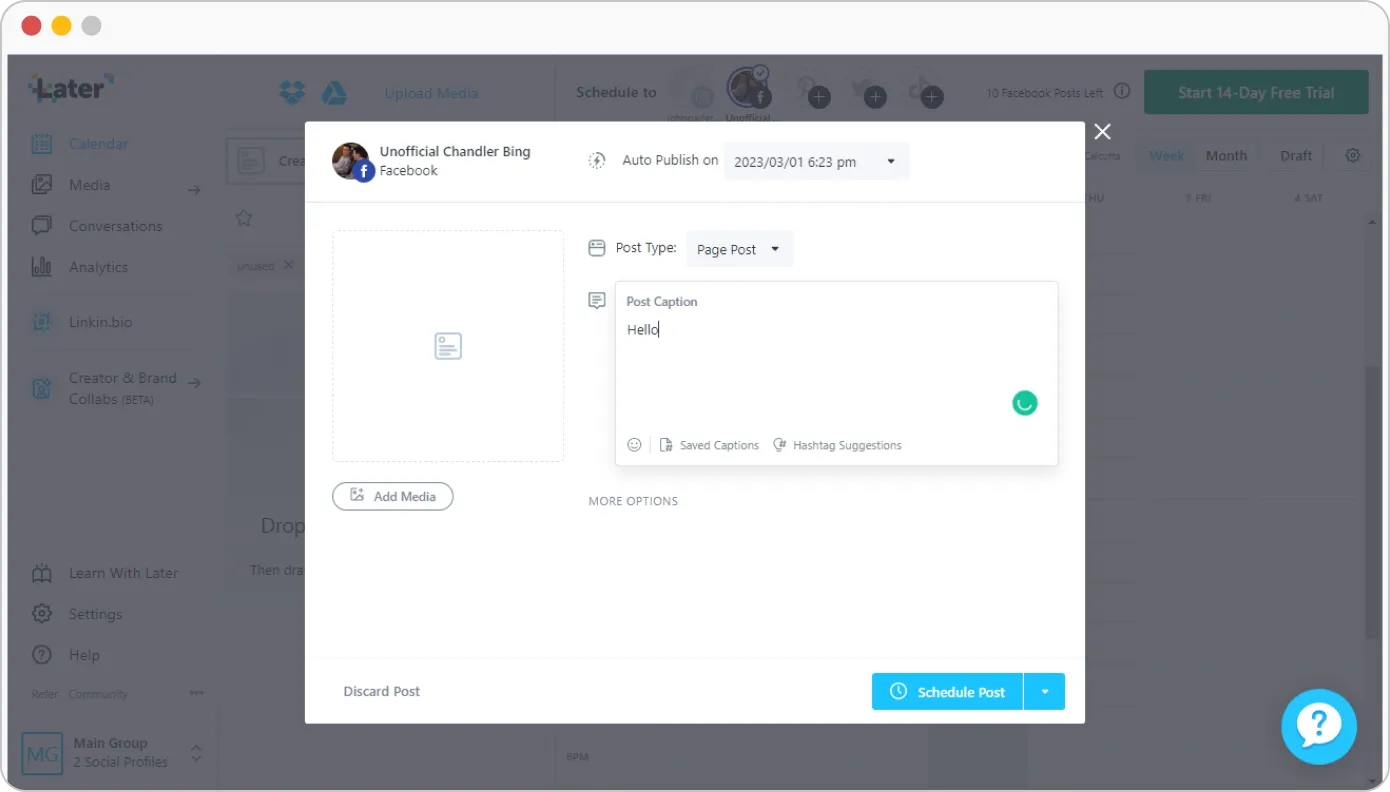 later social media scheduling dashboard