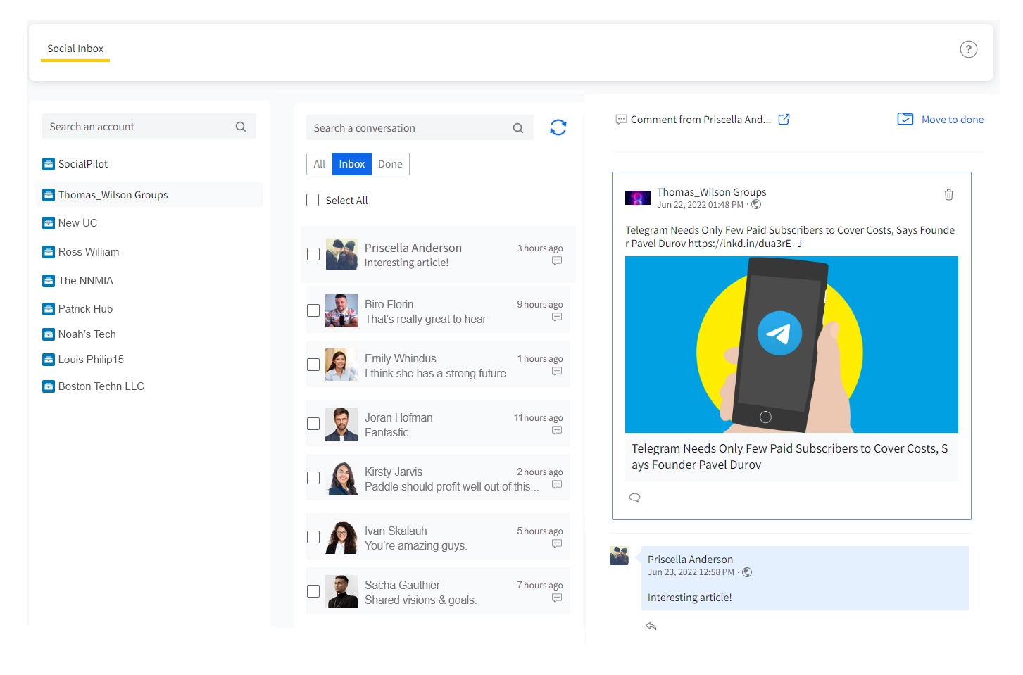 LinkedIn Inbox on SocialPilot