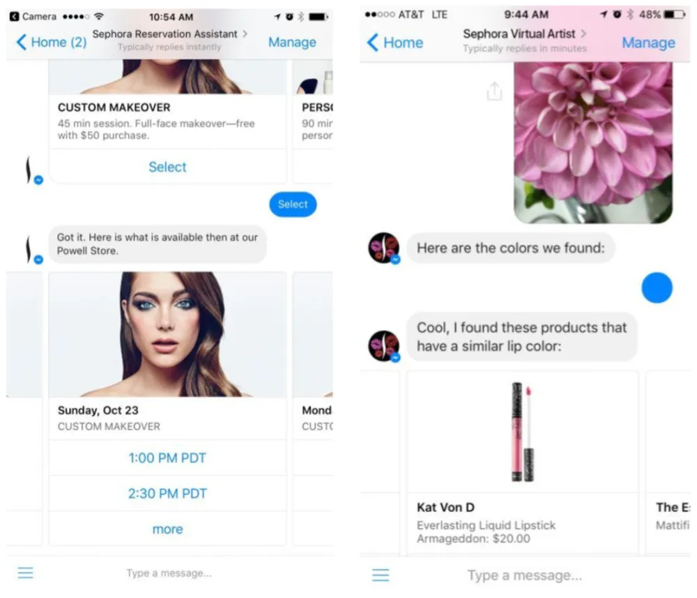 Sephora Facebook Messenger bots