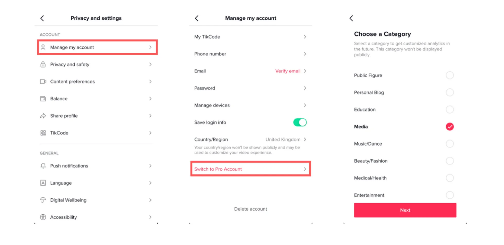 steps to create TikTok account