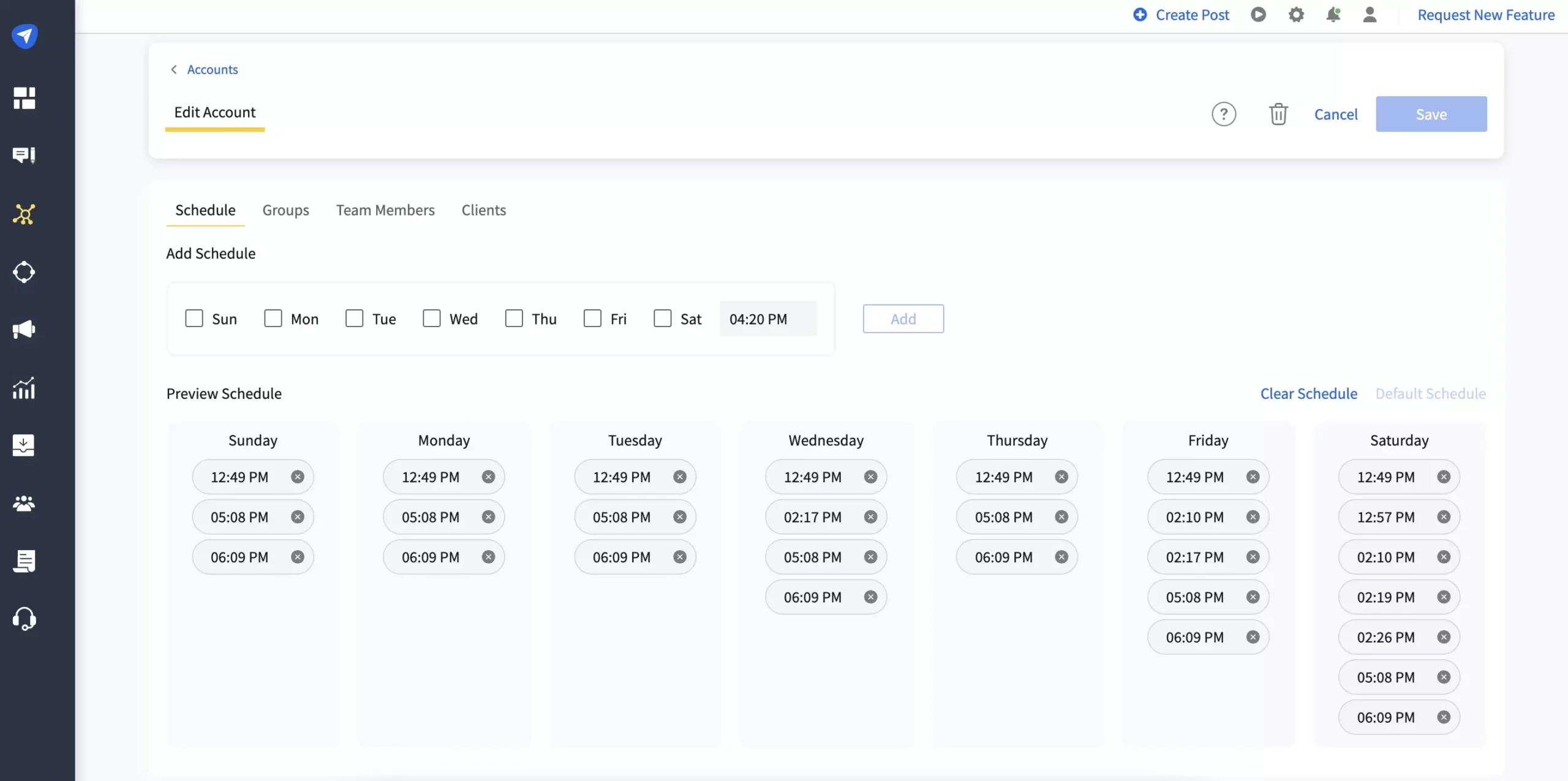 Set a post schedule