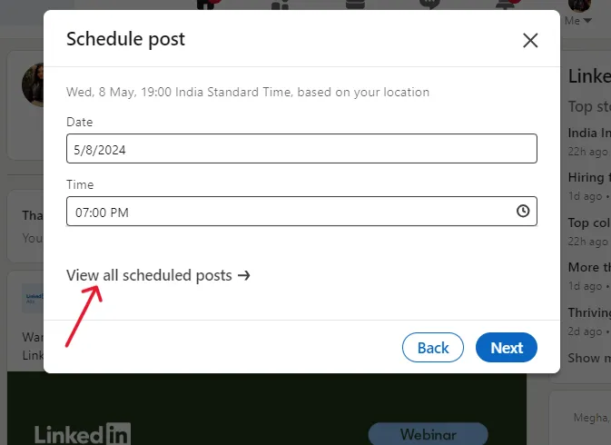 View Scheduled Posts on LinkedIn